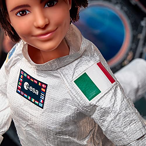 Barbie Signature Role Models ESA Astronaut Samantha Cristoforetti Doll (11.5-in Brunette) Wearing Realistic Spacesuit, Gift for 6 Year Olds and Up by Mattel
