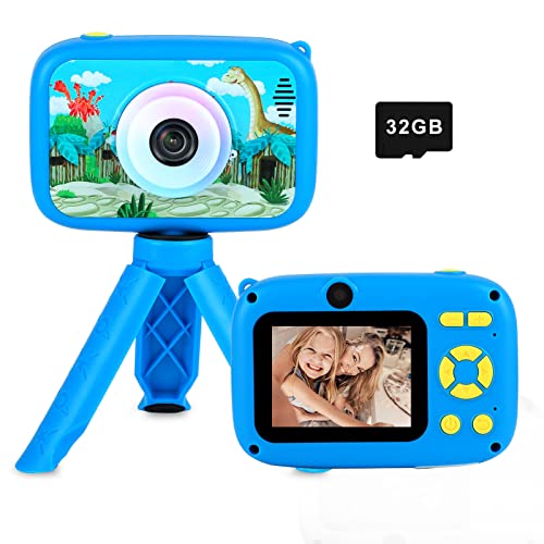SUZIYO Camera for Kids with Tripod, Digital Video Camcorder 1080P 2.4 Inch HD,Best Birthday Christmas Electronic Toys Gifts for Childen Age 3 4 5 6 7 8 9 Years Old Boys (with 32G SD Card, Blue) by SUZIYO