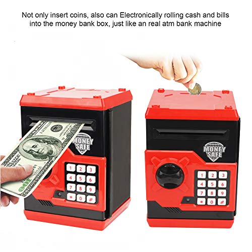 Setibre Piggy Bank, Electronic ATM Password Cash Coin Can Auto Scroll Paper Money Saving Box Toy Gift for Kids (Red) from Setibre