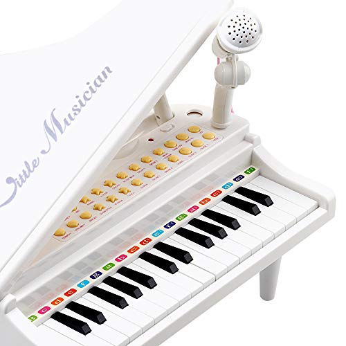 Amy&Benton Piano Keyboard Toy for Kids 31 Keys White Multifunctional Electronic Toy Piano with Microphone for Baby Toddler Birthday Gift Toy for 3 4 Year Old by Amy & Benton