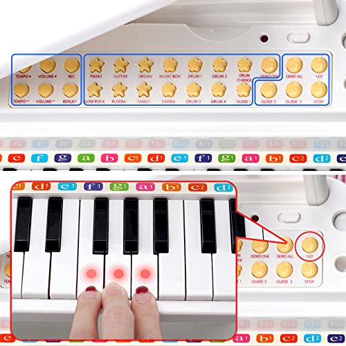 Amy&Benton Piano Keyboard Toy for Kids 31 Keys White Multifunctional Electronic Toy Piano with Microphone for Baby Toddler Birthday Gift Toy for 3 4 Year Old by Amy & Benton