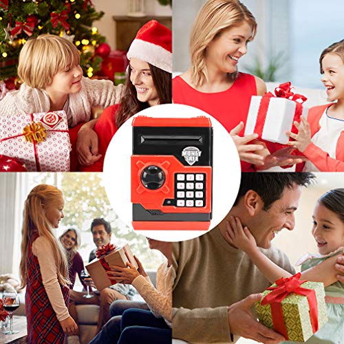 Setibre Piggy Bank, Electronic ATM Password Cash Coin Can Auto Scroll Paper Money Saving Box Toy Gift for Kids (Red) from Setibre