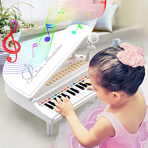 Amy&Benton Piano Keyboard Toy for Kids 31 Keys White Multifunctional Electronic Toy Piano with Microphone for Baby Toddler Birthday Gift Toy for 3 4 Year Old by Amy & Benton
