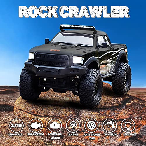 1/10 RC Crawler RC Truck 2.4G 4WD Remote Control Offroad Cars RC Rock Crawler RTR RC Trucks Powerful All Terrain Cars Racing Climber Vehicles with LED Lights 2 Batteries Toy for Kids and Adults from Sakeye