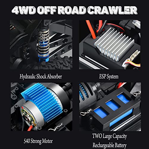 1/10 RC Crawler RC Truck 2.4G 4WD Remote Control Offroad Cars RC Rock Crawler RTR RC Trucks Powerful All Terrain Cars Racing Climber Vehicles with LED Lights 2 Batteries Toy for Kids and Adults from Sakeye