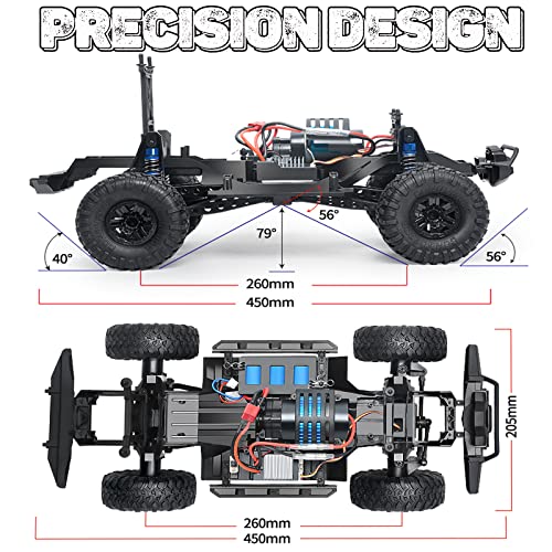1/10 RC Crawler RC Truck 2.4G 4WD Remote Control Offroad Cars RC Rock Crawler RTR RC Trucks Powerful All Terrain Cars Racing Climber Vehicles with LED Lights 2 Batteries Toy for Kids and Adults from Sakeye