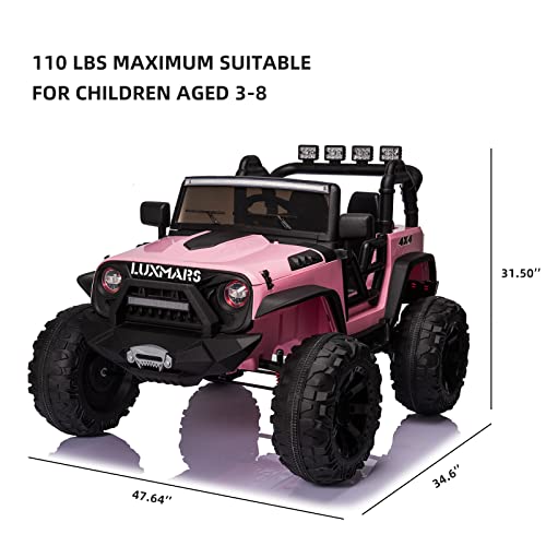 LUXMARS Kids Ride On Truck 24V Battery Powered Electric Ride On Car Vehicle Toy with Parent Remote Control, 4 Wheeler Quad, LED Lights, Bluetooth Music, 2 Speeds, Double Doors Pink from LUXMARS