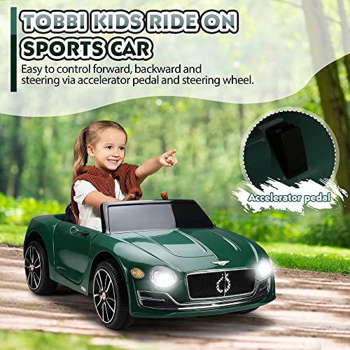 Tobbi 12V Licensed Bentley Electric Kids Ride On Racer Cars Toy Battery Powered Vehicle with Remote Control 3 Speeds MP3 USB in Blackish Green from TOBBI