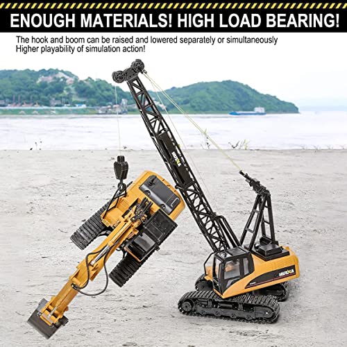 Fistone RC Truck Crawler Tower Crane Hoist Dragline Die-cast Model Lifiting Cable Remote Control Excavator Tractor Digging Engineering Toy Construction Vehicle from Huina