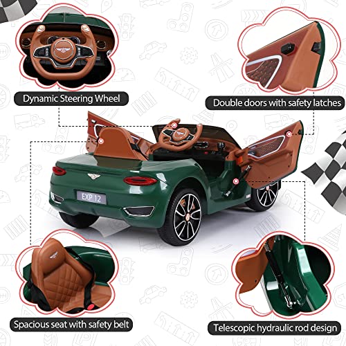 Tobbi 12V Licensed Bentley Electric Kids Ride On Racer Cars Toy Battery Powered Vehicle with Remote Control 3 Speeds MP3 USB in Blackish Green from TOBBI