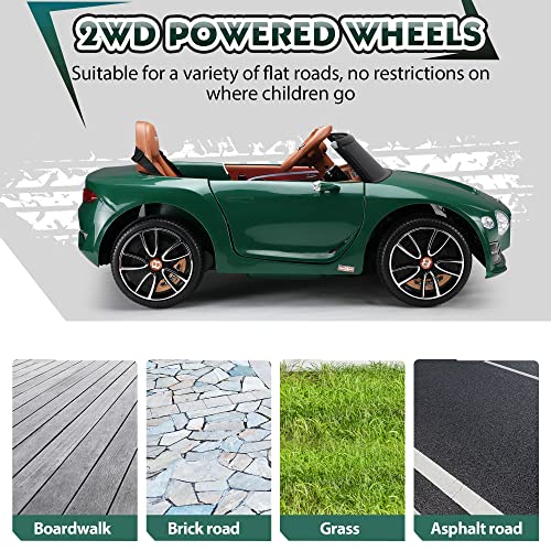 Tobbi 12V Licensed Bentley Electric Kids Ride On Racer Cars Toy Battery Powered Vehicle with Remote Control 3 Speeds MP3 USB in Blackish Green from TOBBI