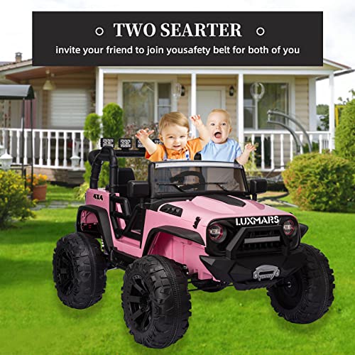 LUXMARS Kids Ride On Truck 24V Battery Powered Electric Ride On Car Vehicle Toy with Parent Remote Control, 4 Wheeler Quad, LED Lights, Bluetooth Music, 2 Speeds, Double Doors Pink from LUXMARS