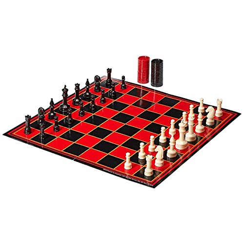 Pressman Chess / Checkers / Backgammon - 3 Games in One with Full Size Staunton Chess Pieces and Interlocking Checkers, 15.62 x 8.00 x 1.50 Inches by Pressman