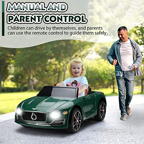 Tobbi 12V Licensed Bentley Electric Kids Ride On Racer Cars Toy Battery Powered Vehicle with Remote Control 3 Speeds MP3 USB in Blackish Green from TOBBI