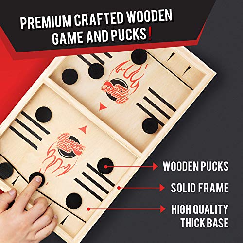 Bungee Table - Large Fast Sling Puck Game - Fast-Paced Fun for a Family Game Night or for a Party with Friends - Test Your Speed and Accuracy with This Wooden Hockey Board Game by Bungee Table