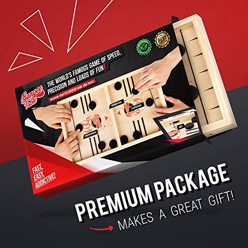 Bungee Table - Large Fast Sling Puck Game - Fast-Paced Fun for a Family Game Night or for a Party with Friends - Test Your Speed and Accuracy with This Wooden Hockey Board Game by Bungee Table