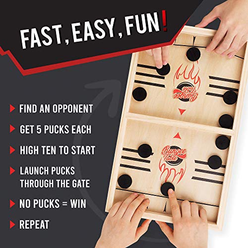 Bungee Table - Large Fast Sling Puck Game - Fast-Paced Fun for a Family Game Night or for a Party with Friends - Test Your Speed and Accuracy with This Wooden Hockey Board Game by Bungee Table