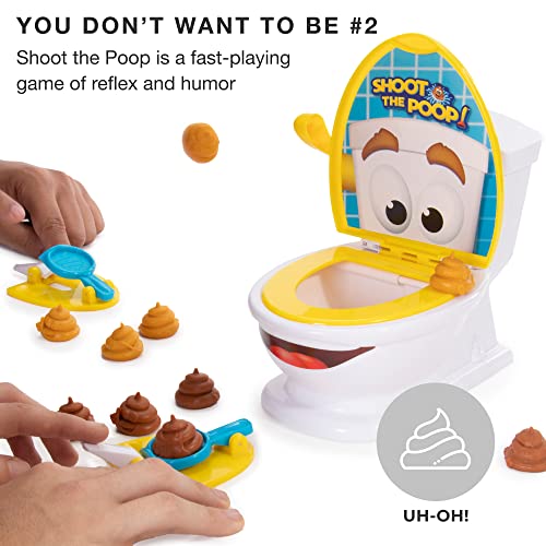 Brybelly The Original Shoot The Poop - Funny Family Game - Fast and Frenzied Flushing Poop Game with Fun Sounds for Kids - Includes Talking Toilet Bowl, Dexterity Launchers, 12 Soft Plastic Toy Poops by Maya Games