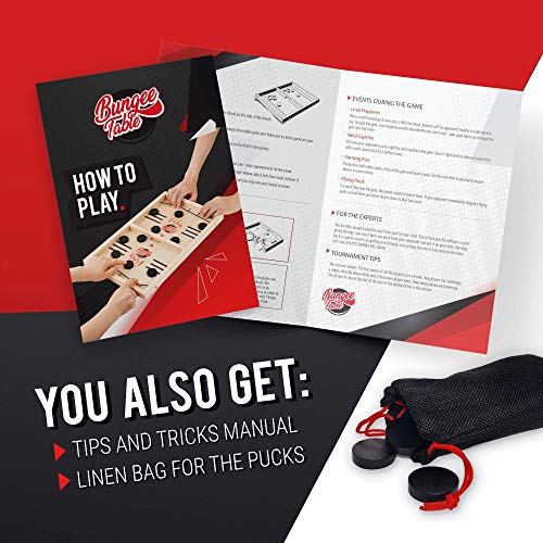 Bungee Table - Large Fast Sling Puck Game - Fast-Paced Fun for a Family Game Night or for a Party with Friends - Test Your Speed and Accuracy with This Wooden Hockey Board Game by Bungee Table