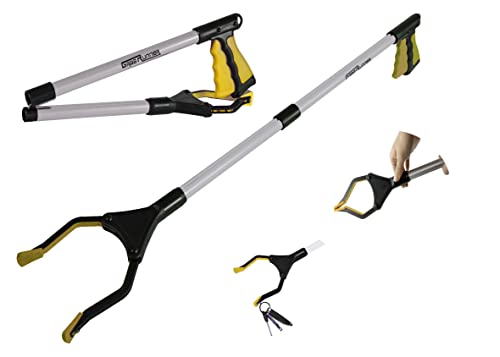 GrabRunner Reacher Grabber Tool for Elderly,32 Inch Foldable Trash Picker Grabber with Strong Magnetic Tip,90Â° Rotating Head Trash Gripper, Litter Picker, Garden Nabber, Long Arm Extension(Yellow) by Grab experter