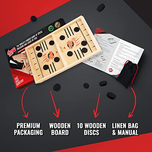 Bungee Table - Large Fast Sling Puck Game - Fast-Paced Fun for a Family Game Night or for a Party with Friends - Test Your Speed and Accuracy with This Wooden Hockey Board Game by Bungee Table