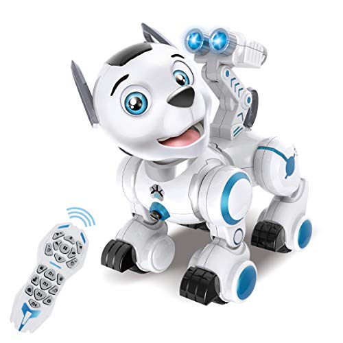 Fisca Remote Control Robotic Dog RC Interactive Intelligent Walking Dancing Programmable Robot Puppy Toy Electronic Pets with Light and Sound for Kids Boys Girls Age 6, 7, 8, 9, 10 and Up Years Old by fisca