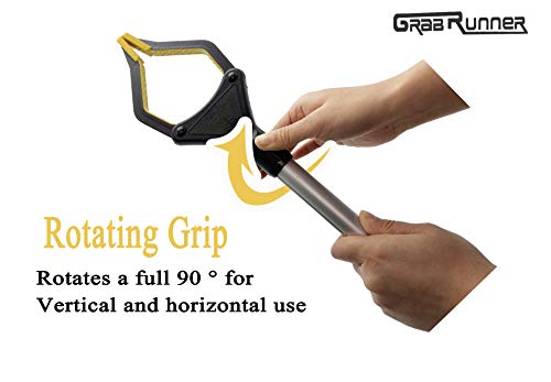 GrabRunner Reacher Grabber Tool for Elderly,32 Inch Foldable Trash Picker Grabber with Strong Magnetic Tip,90Â° Rotating Head Trash Gripper, Litter Picker, Garden Nabber, Long Arm Extension(Yellow) by Grab experter