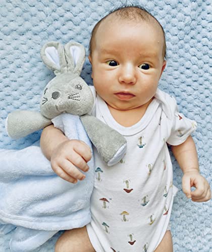 Baby Boy Gift Set New Born Baby Gifts Baby Blue Bunny Security Blanket Soft Fleece, Suitcase Keepsake Box Blanket Booties & Baby Gift Basket â Unique Present for Baby Shower & Newborn Lovey Welcome from Hoolaroo