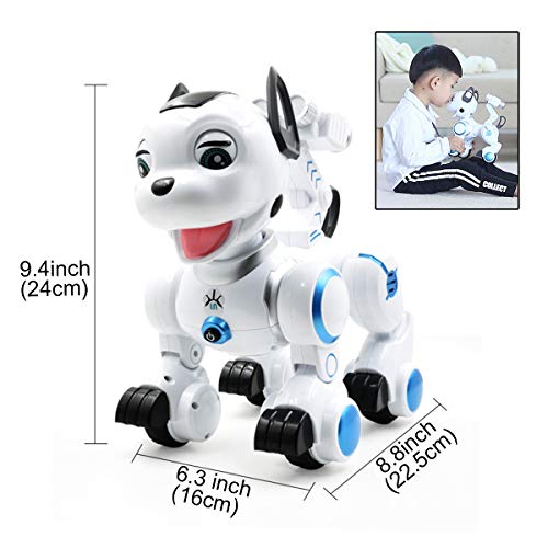 Fisca Remote Control Robotic Dog RC Interactive Intelligent Walking Dancing Programmable Robot Puppy Toy Electronic Pets with Light and Sound for Kids Boys Girls Age 6, 7, 8, 9, 10 and Up Years Old by fisca