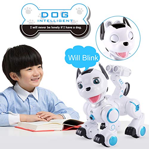 Fisca Remote Control Robotic Dog RC Interactive Intelligent Walking Dancing Programmable Robot Puppy Toy Electronic Pets with Light and Sound for Kids Boys Girls Age 6, 7, 8, 9, 10 and Up Years Old by fisca