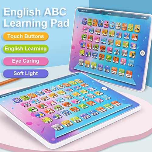 Kids Tablet Boys Learning Pad with LED Light Teach Alphabet, Numbers, Math, Early Development Interactive Electronic Toy Baby Toys for Boys by Freesa