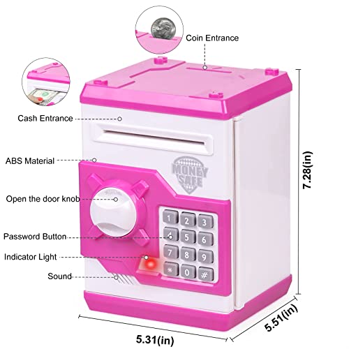 Refasy Children Money Bank Toy for Girls Boys Kids,Best Birthday Gifts for 6-15 Year Old Girl Boy Coin Banks for Kids ATM Bank Machine Real Piggy Bank with Code Electronic for Kids Age 8-12 Purple from Refasy