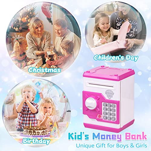 Refasy Children Money Bank Toy for Girls Boys Kids,Best Birthday Gifts for 6-15 Year Old Girl Boy Coin Banks for Kids ATM Bank Machine Real Piggy Bank with Code Electronic for Kids Age 8-12 Purple from Refasy