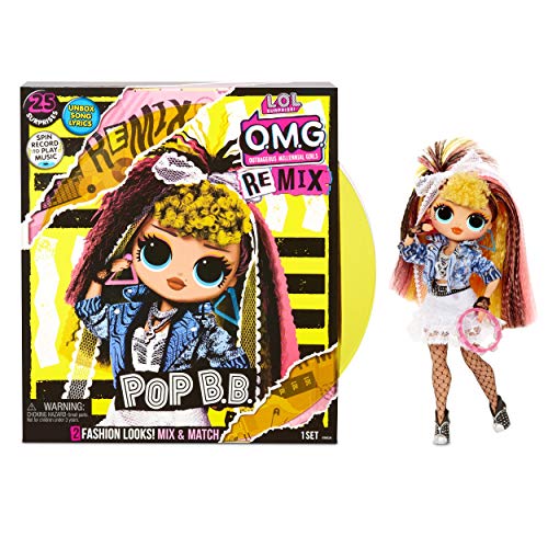 LOL Surprise OMG Remix Pop B.B. Fashion Doll, Plays Music, with Extra Outfit and 25 Surprises Including Shoes, Hair Brush, Doll Stand, Magazine, and Record Player Package - for Girls Ages 4+ from MGA Entertainment