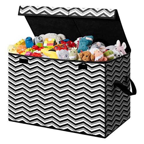 Lifewit Toy Box Chest Storage Organizer for Boys Girls Kids, Large Collapsible Kids Toy Storage Bin with Flip-top Lid & Durable Handles for Nursery, Playroom, Bedroom, Black from Lifewit