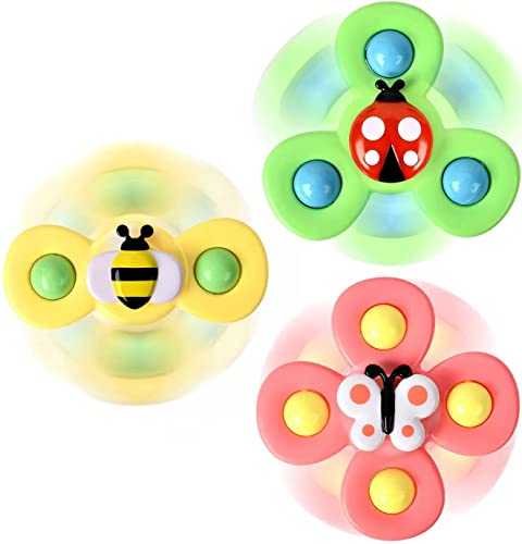 3PCS Suction Cup Spinner Toys for 1 2 Year Old Boys Spinning Toys Baby Toys 12-18 Months Sensory Toys for Toddlers 1-3 First Birthday Baby Gifts for 1 Year Old Girls from TOHIBEE