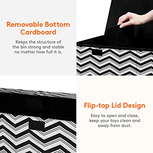 Lifewit Toy Box Chest Storage Organizer for Boys Girls Kids, Large Collapsible Kids Toy Storage Bin with Flip-top Lid & Durable Handles for Nursery, Playroom, Bedroom, Black from Lifewit