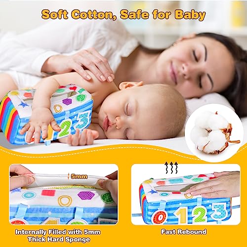 VPOJOY Baby Tissue Box Toy, Soft Montessori Magic Tissue Box Baby Toys 6 to 12 Months, High Contrast Crinkle Paper Sensory Silk Scarves Toys for 1 Year Old Boys Girls Kids Early Learning Gifts from SHANTOU TY TOYS FACTORY
