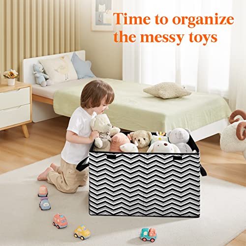 Lifewit Toy Box Chest Storage Organizer for Boys Girls Kids, Large Collapsible Kids Toy Storage Bin with Flip-top Lid & Durable Handles for Nursery, Playroom, Bedroom, Black from Lifewit