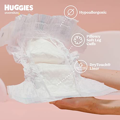 Overnight Diapers Size 6 (35+ lbs), 72 Ct, Huggies Overnites Nighttime Baby Diapers by Kimberly-Clark Corp.