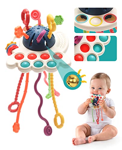 Montessori Toys, Silicone Pull String Activity Toys, Baby Sensory Toys, Baby Travel Toys, Baby Stress Relief Toys fine Motor Skills Toddler 18m+ Birthday Gift for Toddlers by UNIWA