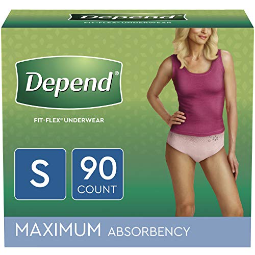 Depend FIT-FLEX Incontinence Underwear for Women, Disposable, Maximum Absorbency, Small, Blush, 90 Count from AmazonUs/KIMG7