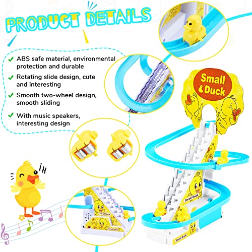 HyDren Climb Stairs Toy Roller Coaster Toy for Halloween Christmas Electric Track Toys Track Slide Stairs Indoor Toy with LED Flashing Lights (Duck) by HyDren