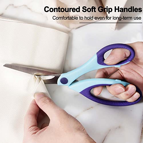 Craft Scissors Set of 4 Pack , All Purpose Sharp Blade Shears Rubber Soft Grip Handle, Multipurpose Fabric Scissors Tool Great for Adults, Office, Sewing, School and Home Supplies, Blue by SCAIKTIG