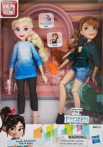 Disney Princess Ralph Breaks The Internet Movie Dolls, Elsa & Anna Dolls with Comfy Clothes & Accessories by Hasbro