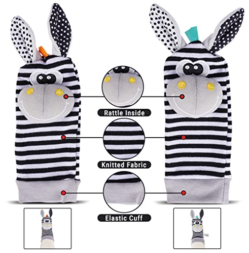 Avos-Deals-Global Baby Rattle Socks Wrist Strap Rattles Set, Cute Baby Animal Development Toy Gift for Newborn Babies, Black and White Foot Finder Sensory Setâ¦ by JollyBaby