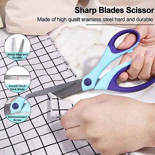 Craft Scissors Set of 4 Pack , All Purpose Sharp Blade Shears Rubber Soft Grip Handle, Multipurpose Fabric Scissors Tool Great for Adults, Office, Sewing, School and Home Supplies, Blue by SCAIKTIG