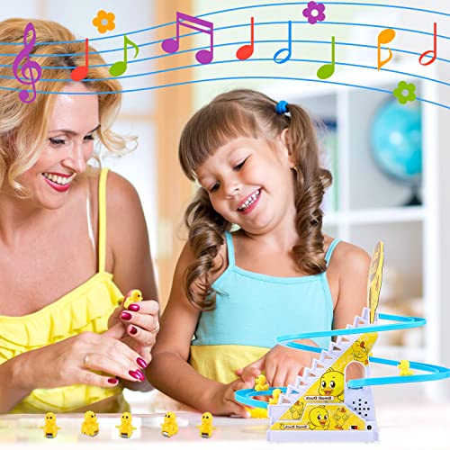 HyDren Climb Stairs Toy Roller Coaster Toy for Halloween Christmas Electric Track Toys Track Slide Stairs Indoor Toy with LED Flashing Lights (Duck) by HyDren