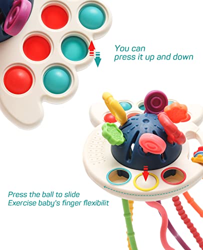 Montessori Toys, Silicone Pull String Activity Toys, Baby Sensory Toys, Baby Travel Toys, Baby Stress Relief Toys fine Motor Skills Toddler 18m+ Birthday Gift for Toddlers by UNIWA