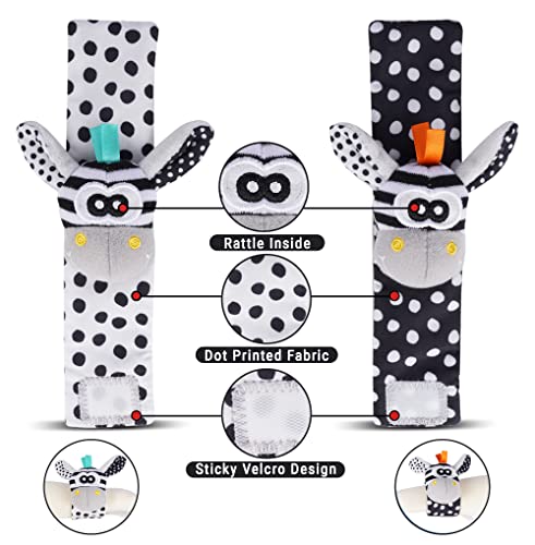 Avos-Deals-Global Baby Rattle Socks Wrist Strap Rattles Set, Cute Baby Animal Development Toy Gift for Newborn Babies, Black and White Foot Finder Sensory Setâ¦ by JollyBaby